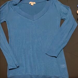 Forever 21 Teal V-Neck Long Sleeve Top